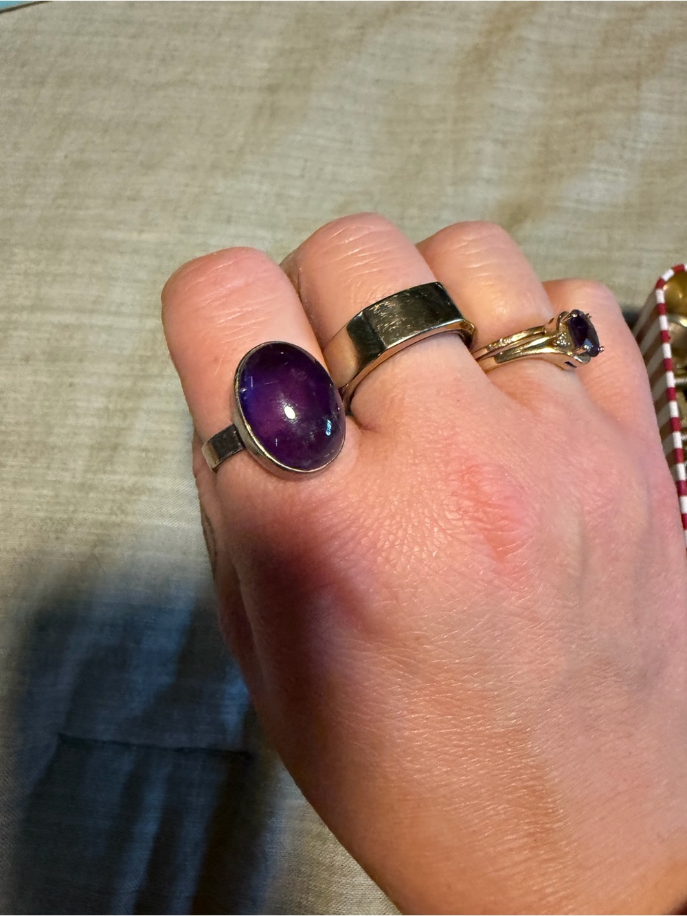 Purple Amethyst Stone Sterling Silver Oval Cocktail Ring - Women's Jewelry